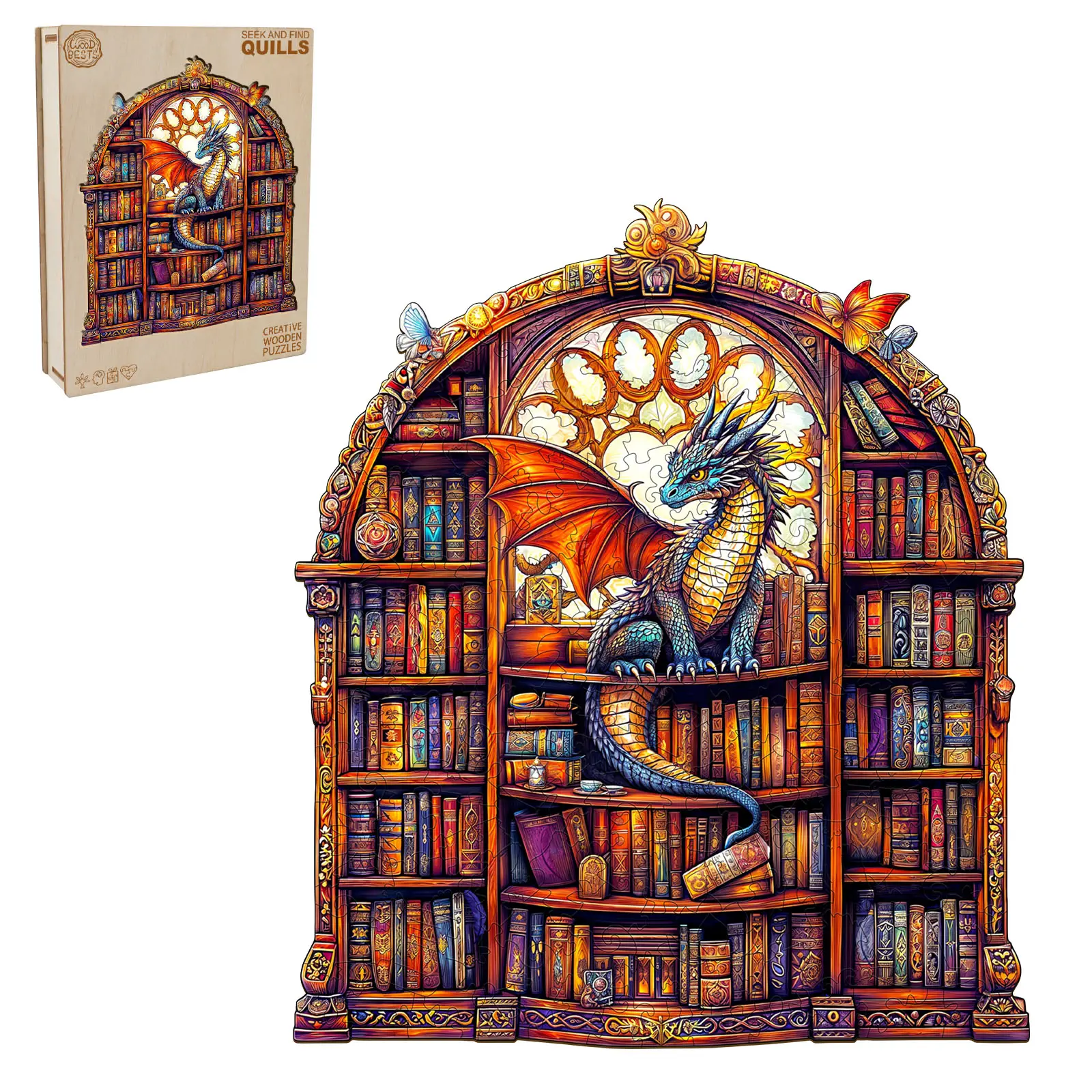 Seek and Find Quills Wooden Jigsaw Puzzle for Adults and Kids Unique Shape Animal Wood Puzzles Challenging Puzzle, Family Game Creative Gifts，Laser-Cut Durable HDF Wood Puzzle Crafts
