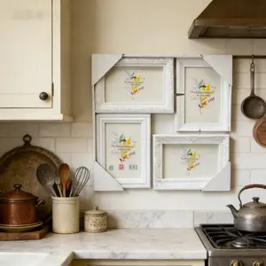 Vintage White 4-Opening Collage Picture Frame for 4x6 Photos - Lightweight Shatter-Resistant Resin Wall Decor for Gallery Wall, Farmhouse & Shabby Chic Style