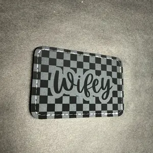 Black Checkered Print Name Patch - personalized name 3x2 inch patch
