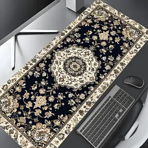 Vintage Black Persian Rug Large Gaming Mouse Pad,Boho Aesthetic Desktop Drotection Pad,Washable Rubber Pad Non-Slip Lock Edge Multi-Size Mouse Pad Suitable For Home Office,Good Gift for Family and friends, Desk Accessories