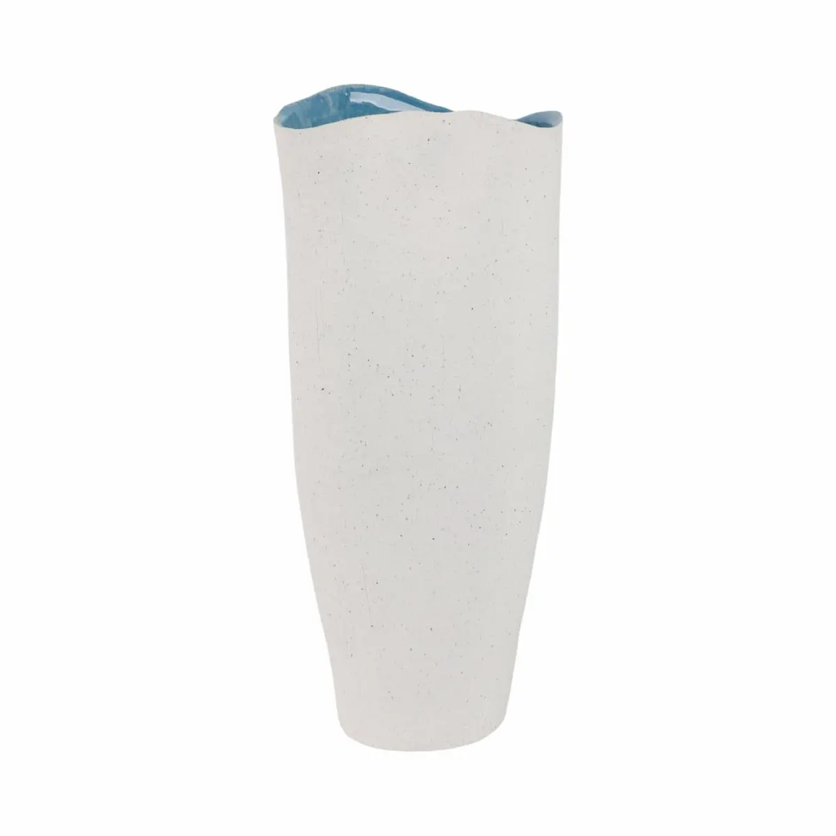 212 MAIN Modern Ceramic Decorative Vase (Model 21581-01) - 16x7 in Freestanding Vase, Textured Look, Organic Form, Reactive Interior, White Home Decor Accent