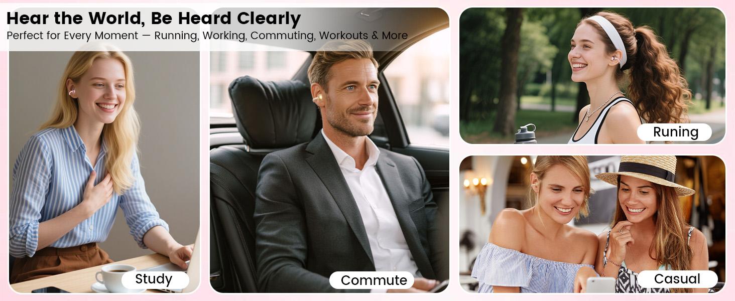 KEAI M161 Open Ear Headphones, Clip On Ear Earphones with Makeup Mirror, Bluetooth Wireless Earbuds for for Women Gifts, Sports & Workouts