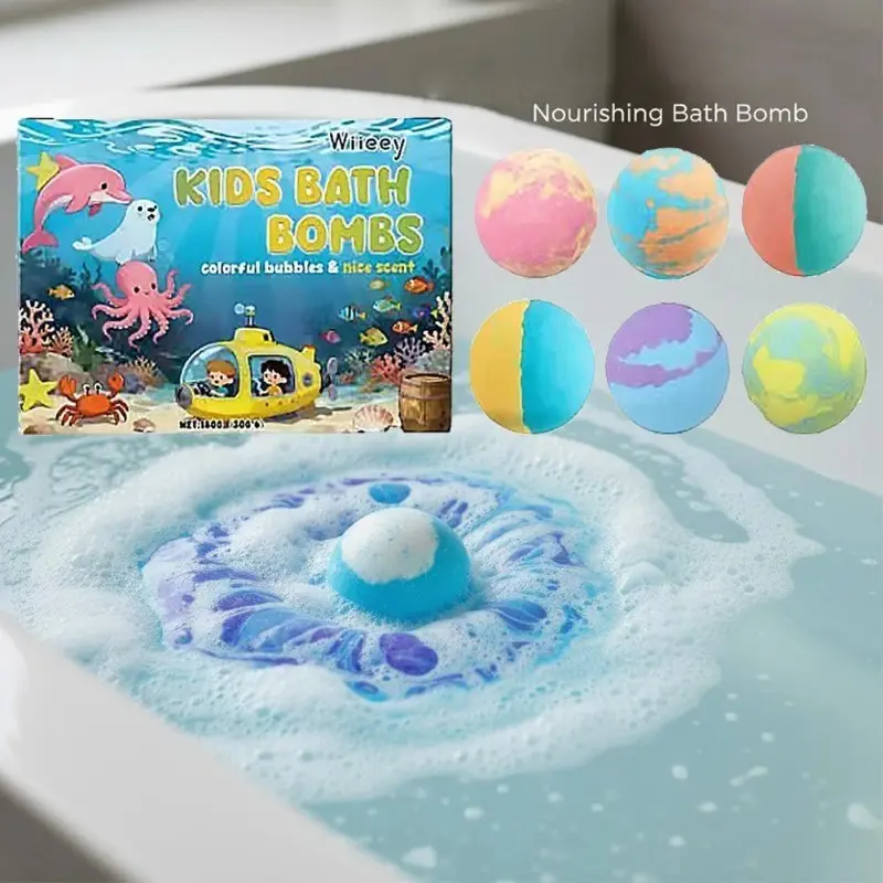 Kids Colorful Bath Bombs, Fizzy Spa Balls Gift Set, Bathtub Fun for Toddlers, Relaxing Holiday Gift, Toys for Kids, Cute Play