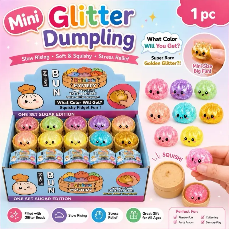 Mystery Mini Dumpling Squishy Toy - Squishies, Random Color, Slow Rising, Kawaii Fidget Toy for Sensory Stress Relief, Classic & Novelty Play, Mini Gifts for 10+ Years Old