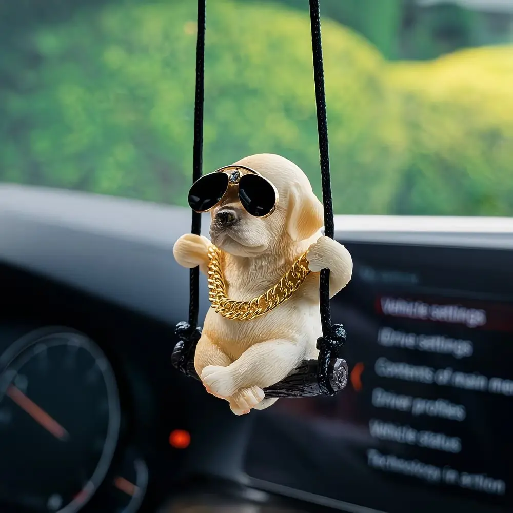 Cute Labrador Retriever Car Mirror Hanging Ornament, Swinging Dog Rearview Mirror Accessory for Men and Women, Car Interior Decor, Car Interior Decorative, Car Hanging Decoration, Car Accessories, Automotive Decoration, Vehicle Decoration