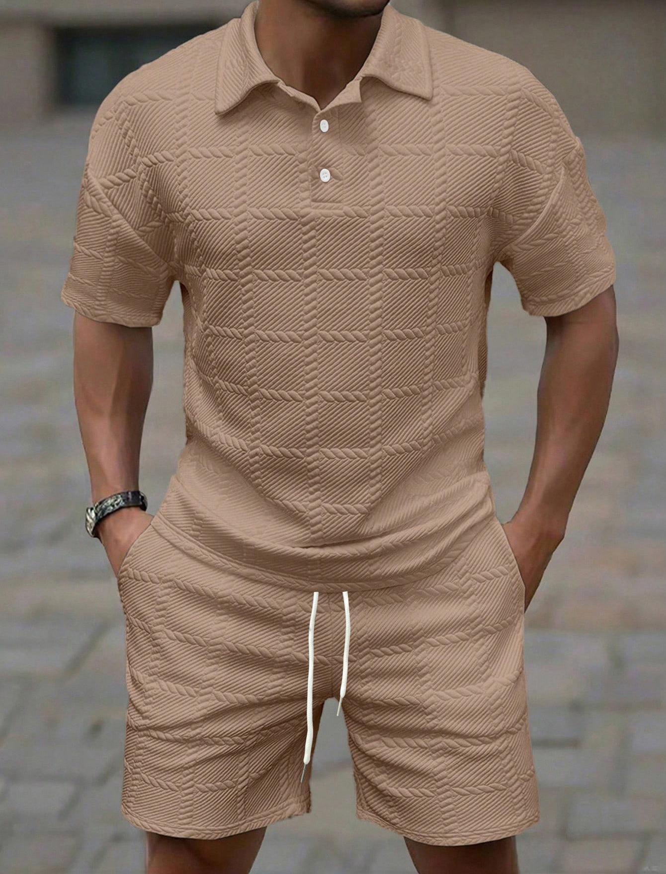 KZZ Men's Summer Solid-Colour Fashion Casual Short-Sleeved Suit Clothes Clothes Menswear Formal Shortsleeve Chainsaw Top Top Gamis Gamis Tropical