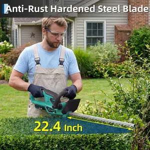 Wireless Hedge Trimmer 22 Inch, 20V Lightweight Electric Bush & Shrub Cutter, Dual-Action Blade & Brushless Motor, Includes 2x2.0Ah Rechargeable Batteries, Perfect for Garden & Lawn Trimming
