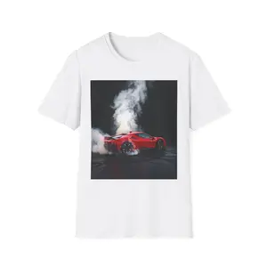 Red Sports Car Burnout T-Shirt | Drift Smoke Racing Tee