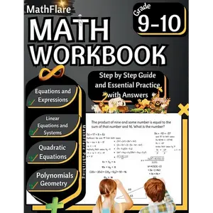 MathFlare - Math Workbook 9th and 10th Grade: Math Workbook Grade 9-10: Equations and Expressions, Linear Equations, System of Equations, Quadratic Eq - Paperback