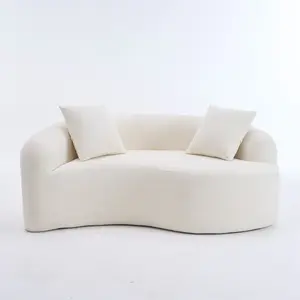 DONEXT LY-042 Modern Compact S-Curved Chenille Sectional Sofa, 66.9" L Indoor Couch with 21.3"/26.8" Dual-Depth, White, No Assembly Required, 400 lbs Weight Capacity
