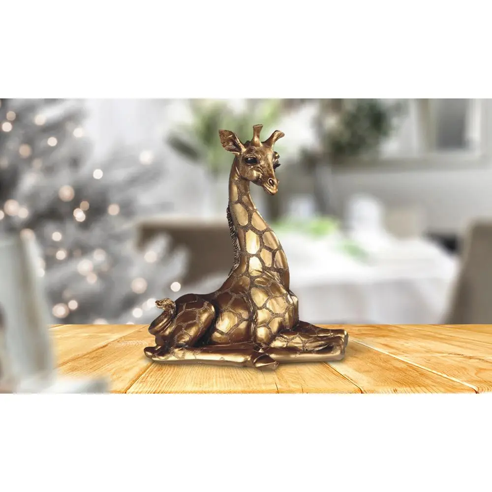 10"H Bronze Sitting Giraffe Figurine