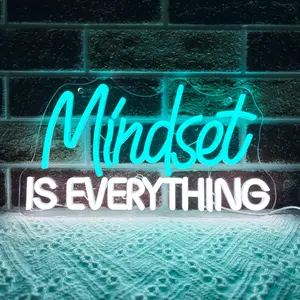 Mindset Is Everything Neon Sign Wall Decor, Motivational Neon Light USB Powered LED Dimmable, For Classroom Decor Office Gym Library Bedroom Bar Sign(14.1 * 7.8 In)