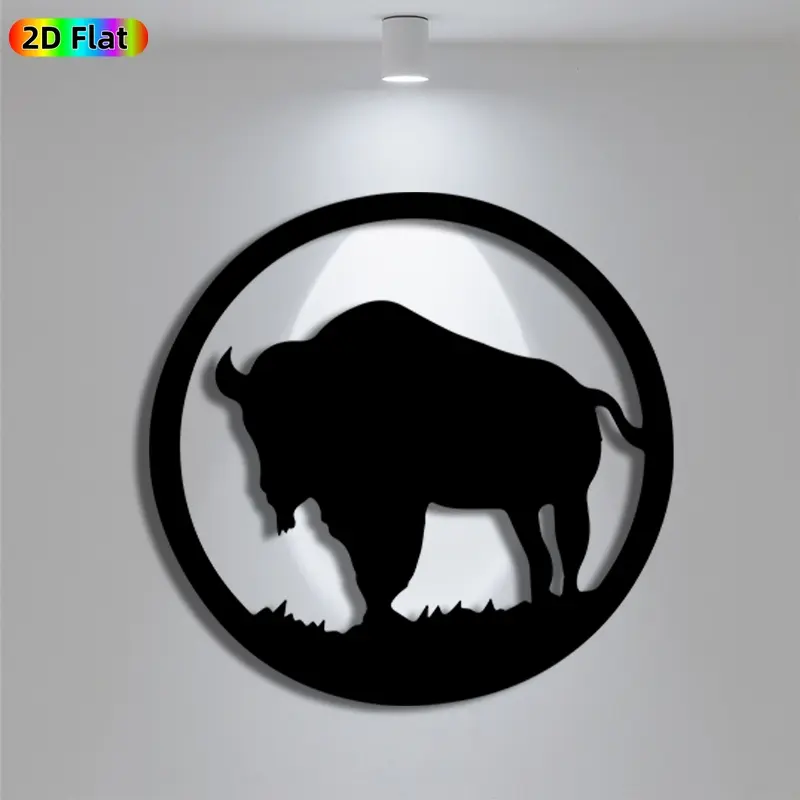 1pc Minimalist Buffalo Metal Wall Art, Minimalist Buffalo Statue Mural, Iron Craft, Perfect for Living Room, Garden, Zoo Corner Decor, Silhouette Wall Decor, Intricate Craftsmanship, Christmas Decor, Ideal Gift for Nature Lovers