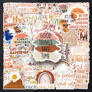 50-Piece Boho Inspo Sticker Pack - Motivational Decals for Cars & Phone Cases (Bohemian Doodles)