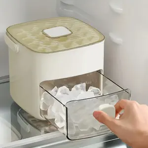 48 Cube Double Deck Portable le Maker with Eay Press Lid. Slicone Trays & Durable Plastic Countertop Kitchen Gadget for DIY Frozen Food. Summer Drinks & Beverage Cooling