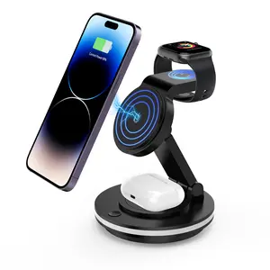 Magnetic Wireless Charging Station for Apple Series, 3-in-1 15W Fast Mag-Safe Charger Stand, for iPhone 16,15,14,13,12 Pro Max/Pro/Mini/Plus, iWatch Ultra/9/8/7/6/5/4/3/2, AirPods…