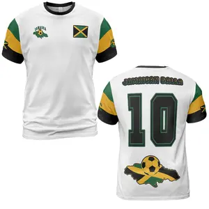 Jamaica National Pride Soccer Jersey – Men's 3D Printed T-Shirt with Flag, Map, and Soccer Ball Graphic – Yellow and Green Sportswear