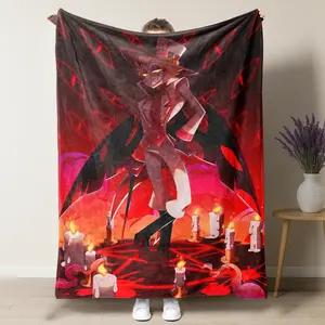 Hazbin Hotel Animation Lucifer Morningstar Inspired Flannel Blanket Gothic Style Blanket– Soft, Cozy, And Perfect For Animation Fans Blanket  Warm Nap Blanket for Home, Office