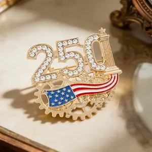 US 250th Anniversary Commemorative Brooch, American Patriotic Independence Day Pin for Men Women, Lapel Accessory for Suit Blazer Coat Collar