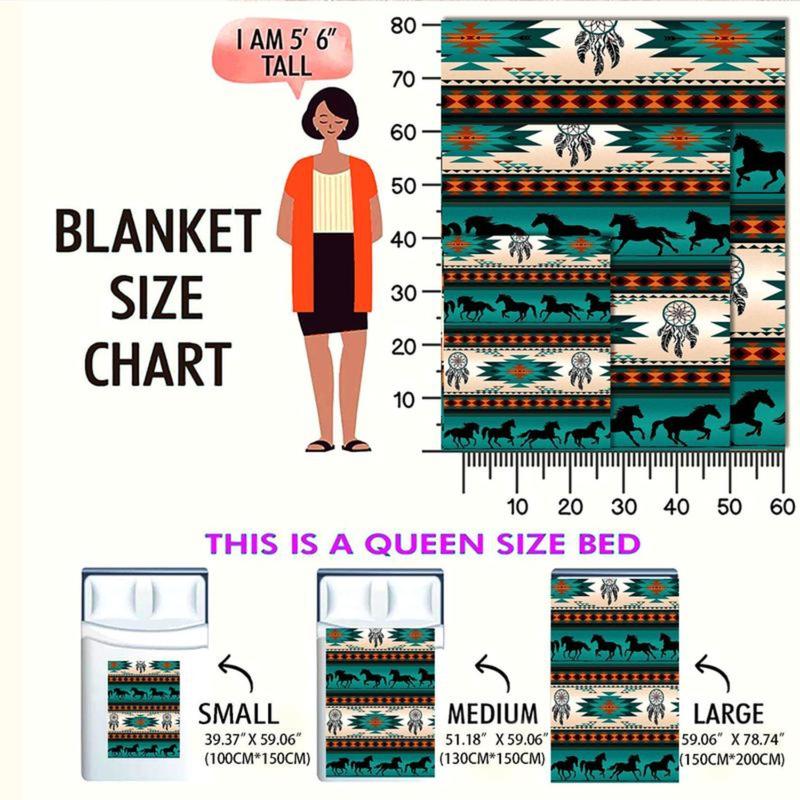 Horse & Geometric Pattern Flannel Blanket, 1 Count Soft Comfortable Throw Blanket, Warm Napping Blanket for Home Office Travel Camping