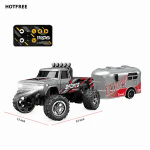 Hotfree 1/64 Mini RC Monster Truck with RV 2.4GHz Remote Control USB-C Rechargeable All-Terrain Racing Car for Kids Boys & Dads Indoor Outdoor Fun Perfect Christmas Birthday Gift for Boys Kids