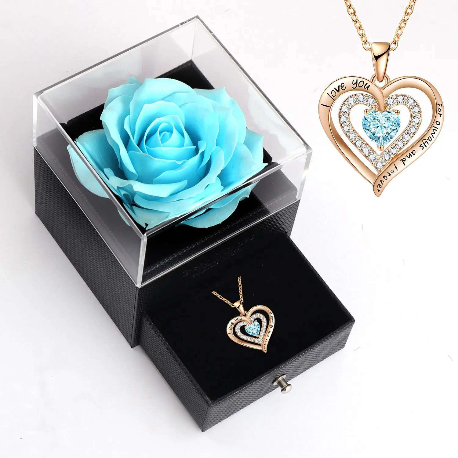 Valentine's Day Rose Decor Necklace Gift Box Set, 1 Set Sweet Romantic Heart Necklace Gift Box, Gifts for Mom Wife Women Sister Grandma, Mean Girls De