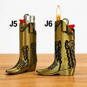 Vintage Metal Cowboy Boot Lighter Holder - Western Boho Style Sleeve - Unique Retro Aesthetic Gift