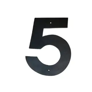 212 MAIN Classy Handcast Aluminium Individual House Number 5 Plaque - 18.5x24 in Helvetica Modern Font, Baked Enamel Black Finish, Home ID Decor Sign, Home Supplies