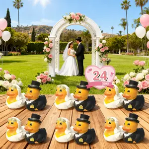 24pcs Wedding Rubber Duck Bath Toy 12pcs Bride&12pcs Groom Duckies Marriage Rubber Ducks Bulk Ducky Small Ducks For Wedding Ceremony Bridal Shower Gift Souvenir Play