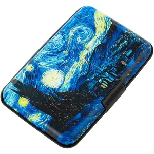 Credit Card Holder for Women Men RFID Blocking Metal Wallet Slim Business Aluminum ID Hard Case (van Gogh The Starry Night)