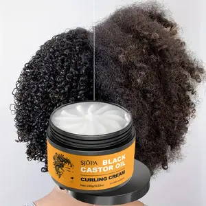 Black castor oil Curl Cream - Long Lasting Control & Moisture for All Hair Types Especially Dry and Curly Hair Halloween Gifts Black castor oil Curling Cream, Easy Wash, and Hydrating Formula for Defined Waves,hair oil Haircare Gel,  based curl cream