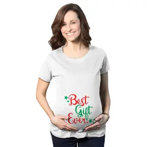 Maternity Best Gift Ever T Shirt Funny Christmas Present Bump New Pregnancy Tee Funny Graphic Maternity Tee Cute Pregnancy Tees With Plus Sizes Pregnant Christmas Maternity Wear Maternity Shirts White