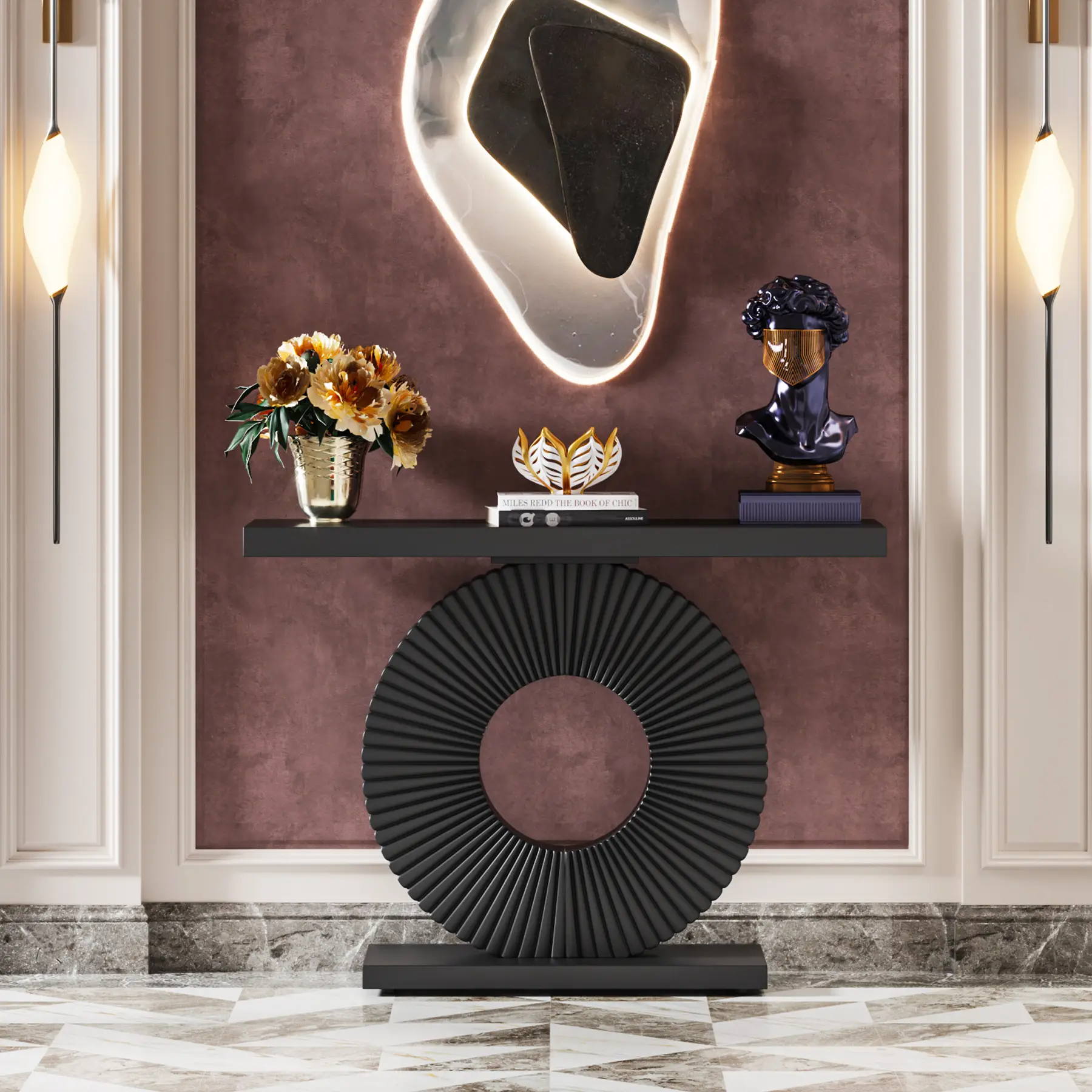 Tribesigns Entryway Table with Geometric Base, Sofa Table for Living Room, Hallway Luxury Modern