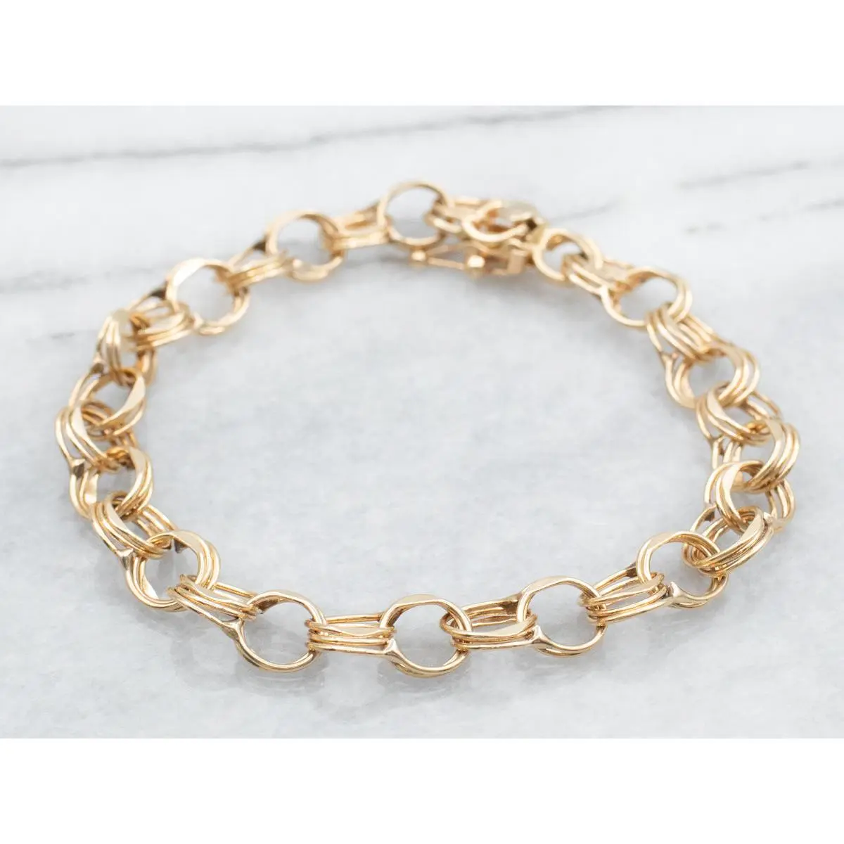 Triple Loop Chain Linkl Bracelet with Box Clasp