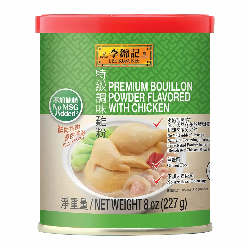 Lee Kum Kee Premium Quality Chicken Bouillon Soup Powder - Quick-Dissolving, Salty-Savory Flavor Spice, No Preservatives, Contains Chicken Extract, Versatile for Soup, Broth