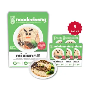 noodeeloong Rice Noodle Soup, 11.9 oz x 5 Packs | Yunnan Mushroom Flavor | Instant Noodle Kit with Rich Soup Base, Mushrooms and Tofu Puffs | Vegetarian Friendly | Non-Fried | Quick Cook in 4 Minutes