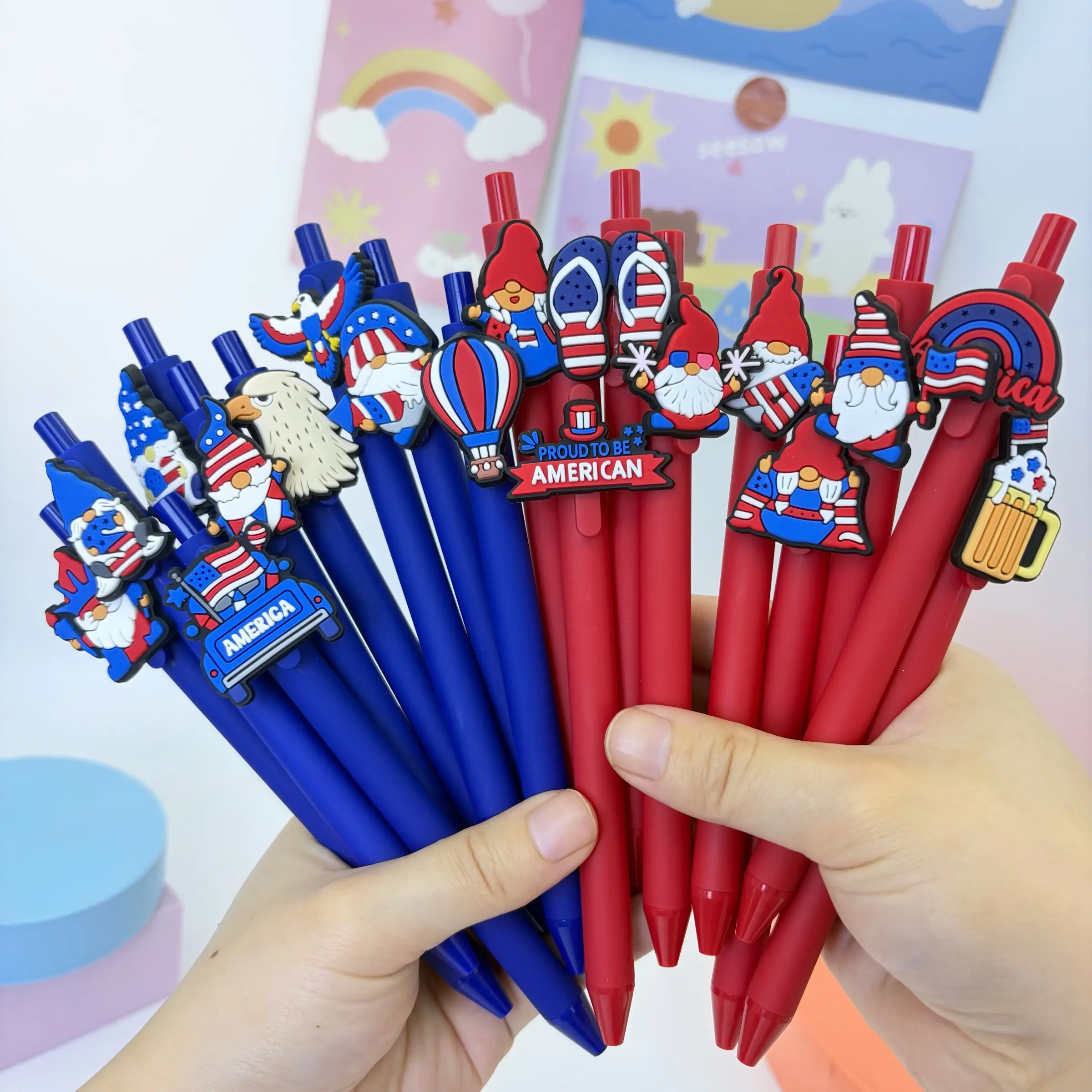 20/30pcs Independence Day Theme Ballpoint Pens, Cute Goblin, American Flag, Eagle Design, Ideal Gift for Students and Office Workers, Ballpoint Pen Gifts