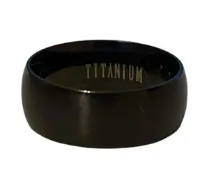 Titanium Black Titanium Rings - Simple Design with "TITANIUM" Engraving