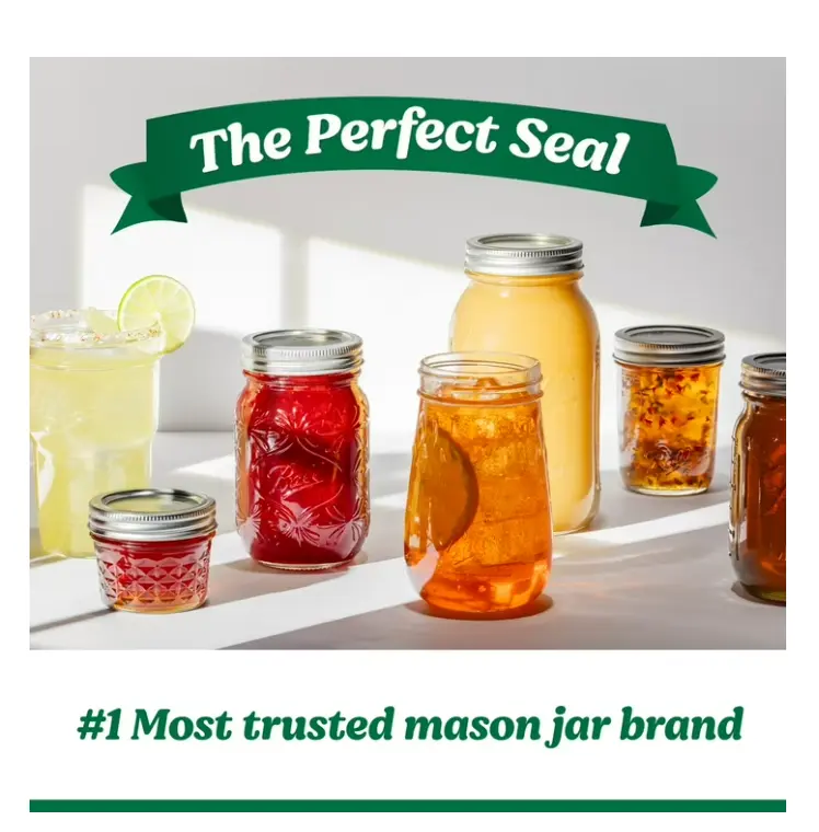 Ball Glass Mason Jar W/Lid & Band, Wide Mouth, 64 Ounces, 6 Count - Sale
