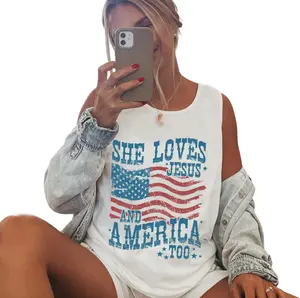 She Loves Jesus And America Too Tank Top, 4th Of July Unisex Tank, America Independence Tshirt, She Loves Jesus Tee, Independence Day Gift For Her Him