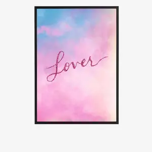 Pink Skies Aesthetic Alphabet Theme Poster, Glitter Word Art Print on Plain Acid-Free Paper, Multi-Size Soft Girl Room Decor, Shipped in Protective Tubes