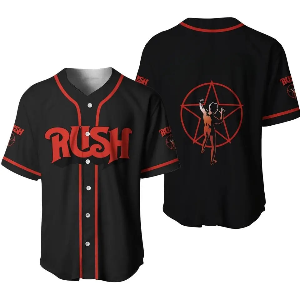 Personalized Rush Rock Band Printed Baseball Jersey Shirt