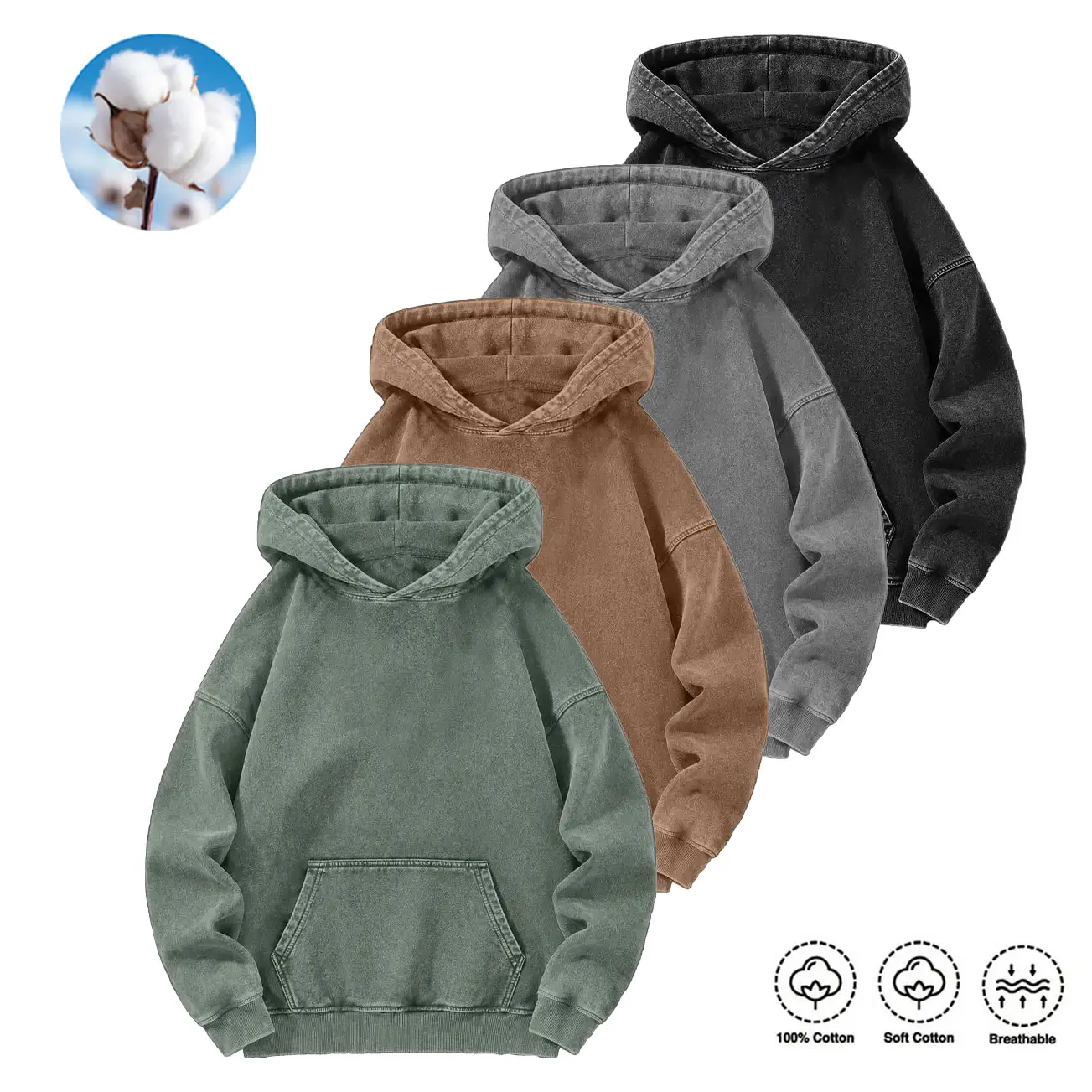 100% Cotton Soft Breathable Hoodie in Multiple Colors for Comfortable Wear clothes men fashion hoodies