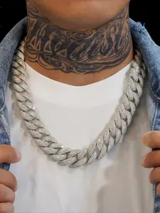 Hiphop22mm 6-Row Cuban Chain, Chilled D-Color Vvs Lab Diamond, 14k Plated, Luxury Cuban Chain for Men