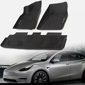 CROSSDESIGN 3D TPE Car Floor Mats, Waterproof Durable All-Weather Liners with Fitment & Protection for 2020-2024 Tesla Model Y, Dustproof Interior Accessories