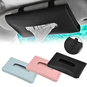 Craft Ornament Auto Storage Decoration Leather Sun Visor Napkin Box Holder, Hanging Car Paper Holder Shading Tissue Case, Car Interior Organizers