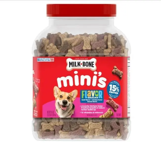 Milk-Bone Mini Flavor Snacks Crunchy Dog Biscuits, 36 Oz. Canister Dog Treats