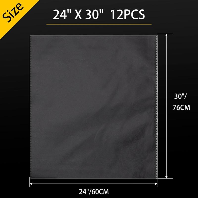 12 Packs Large Cellophane Bags, 24"x30" Clear Basket Bags for Baskets Cellophane Wrap for  2 Mil Thick