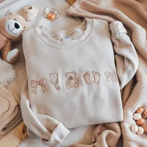 [MADE IN US] Embroidered NICU Nurse Sweatshirt, NICU Rn Coquette Bows Shirt, Neonatal Nurse, Neonatal ICU Shirt, Nurse Appreciation, Rn Nurse Shirt Gift