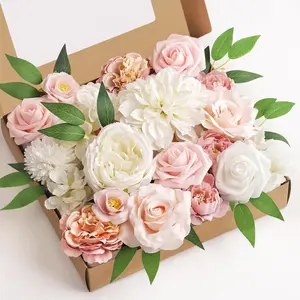 Artificial Flower DIY Set, Realistic Rose Bouquet, Wedding Bride Floral Arrangement, Colorful Centerpiece Decor, Bohemian Style Fake Flowers